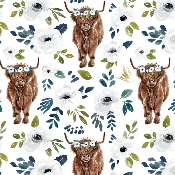 Garden Highland Cow in White