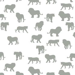 Lion Silhouette in Sage on White