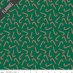 Candy Canes Flannel in Green