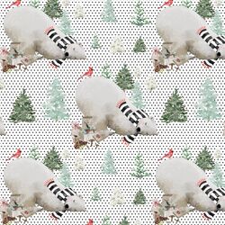 Small Napping Bear in Onyx Winter Dots on White