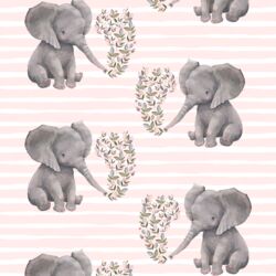 Baby Elephant on Stripes in Soft Blush