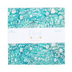 Expressions Batiks 10" Square Pack in Floral Grid Seafoam Splash