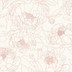 Large Sketched Garden in Vintage Pink on Alabaster