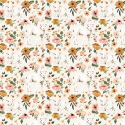 Little Floral Lambs in Cream
