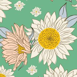 Large Sunflowers in Teal