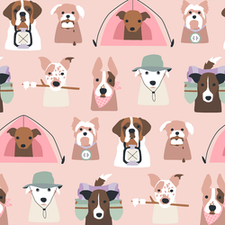 Camping Pups in Muted Pink