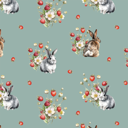Strawberry Bunnies in Lichen Green