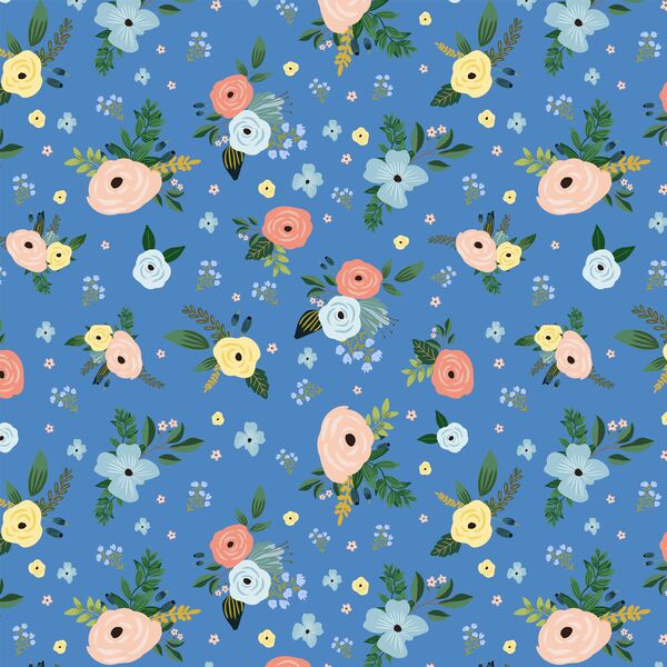 Large Harbour Florals in Bright Blue