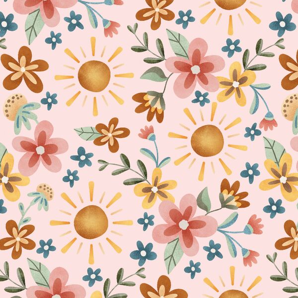 Glowing Sun Floral in Shell Pink