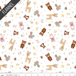 Animal Toss Baby Girl Flannel in White