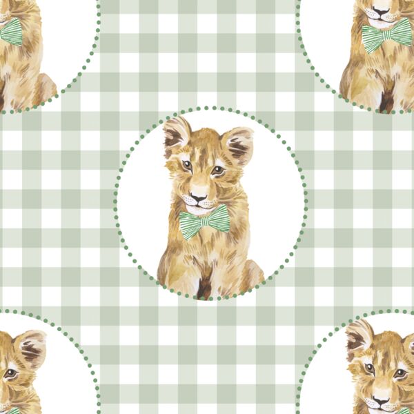 Boy Cub Wreath on Gingham Check in Succulent Green