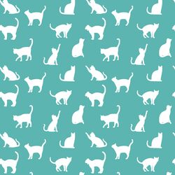 Cat Silhouette in Seafoam