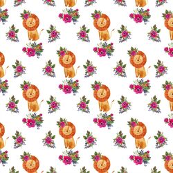 Small Floral Lion in White