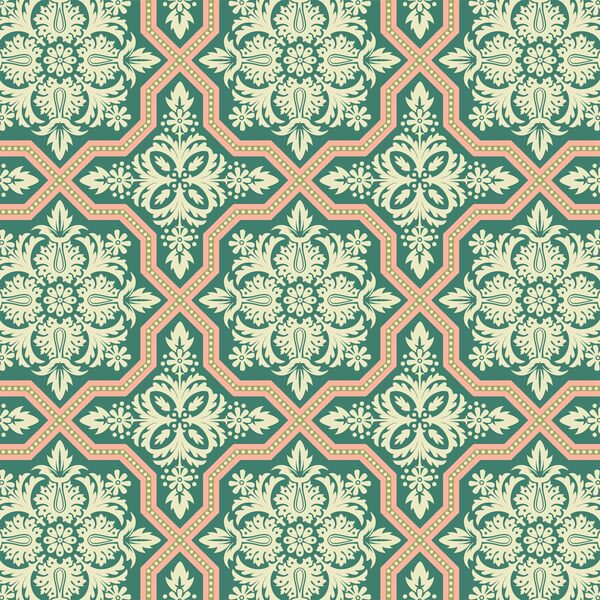 Tile Flourish in Jade Green