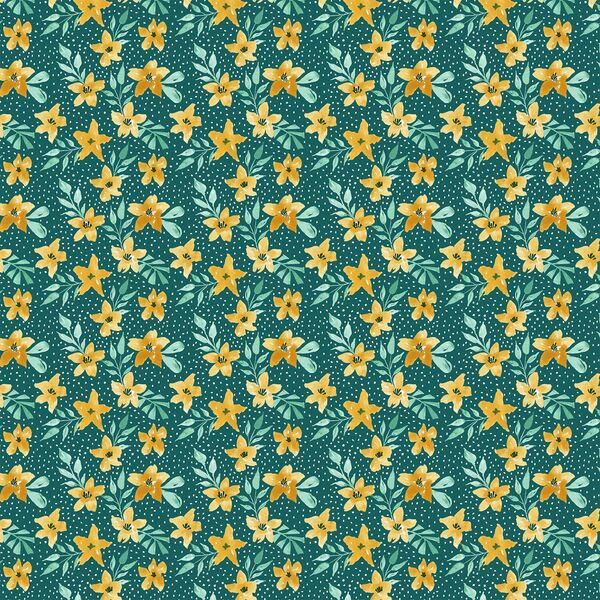 Gathered Flowers in Deep Jade