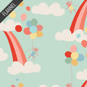 Meow in the Clouds Flannel in Sky
