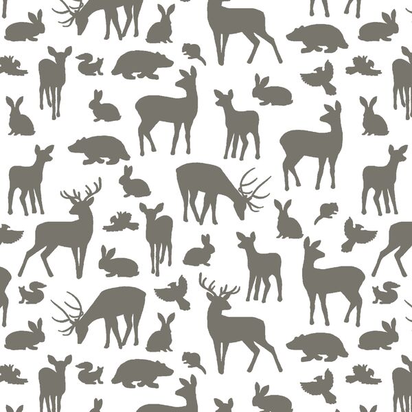 Forest Friends in Greige on White