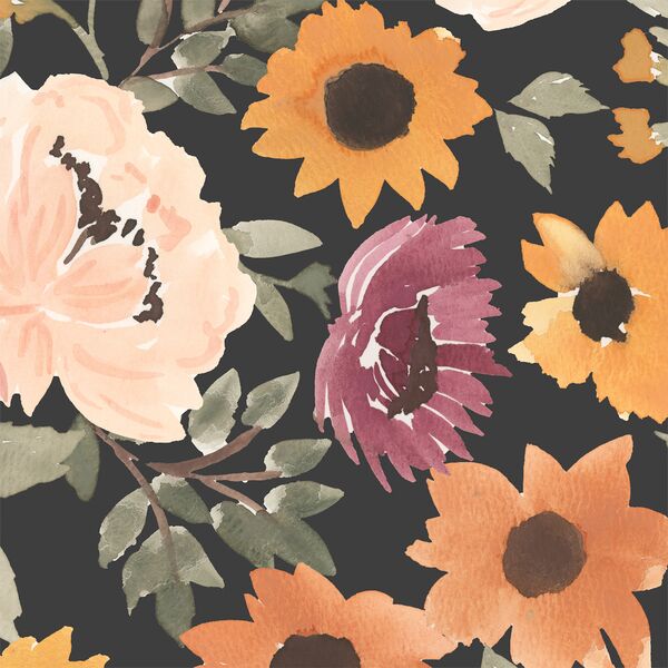 Large Fall Floral in Midnight Autumn