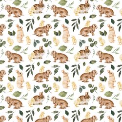Little Bunnies and Chicks in Greenery