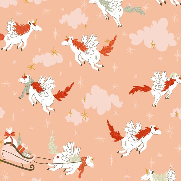 Large Unicorn Santa in Peachy Pink