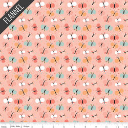 Butterflies Flannel in Coral