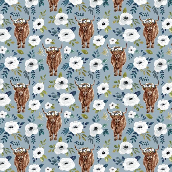 Little Garden Highland Cow in Slate Blue