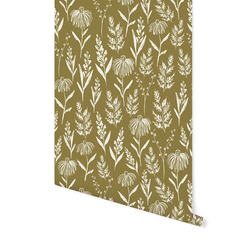 Perennials in Cream on Olive