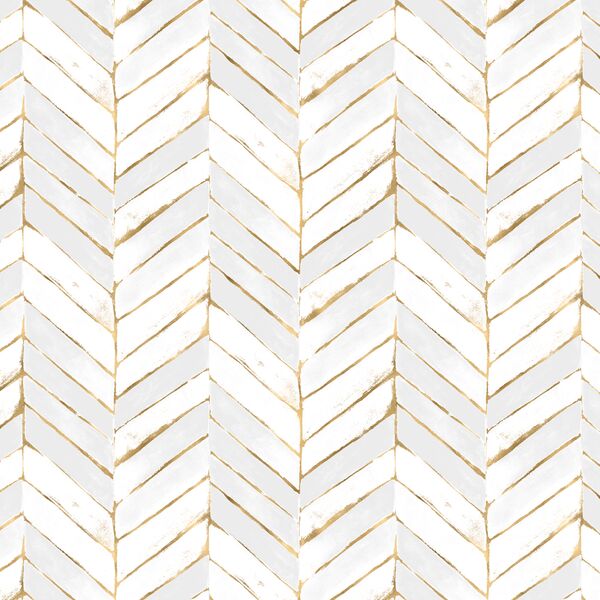 Painted Chevron in White and Gold