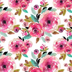 Roselynn Floral in Magenta on White