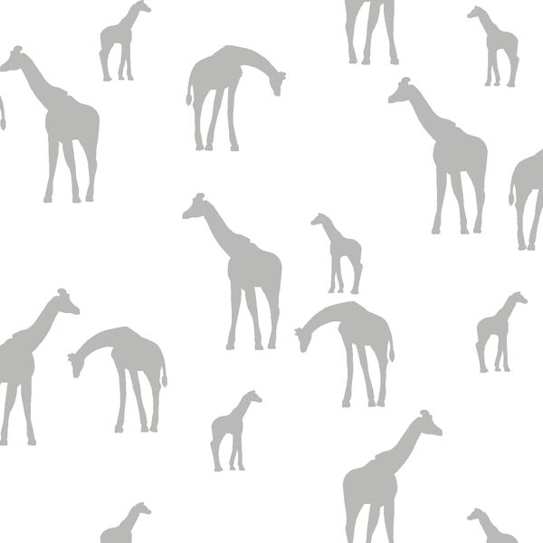 Giraffe Silhouette in Pebble on White