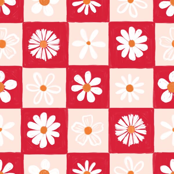 Large Daisies in Cherry Red