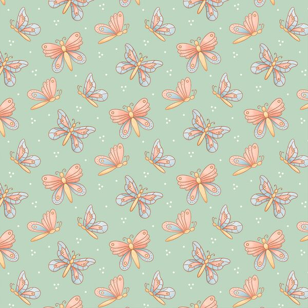 Spring Butterflies in Mint