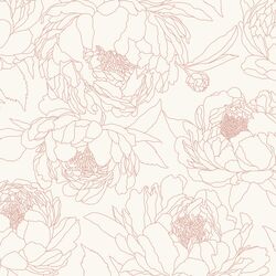 Large Sketched Garden in Vintage Pink on Alabaster