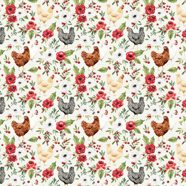 Little Festive Chickens in Snow
