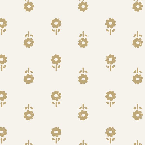 Large Folk Daisy Blockprint in Golden Olive