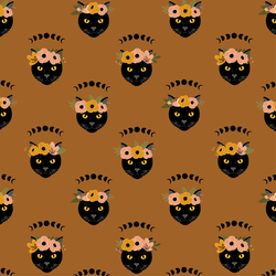 Mystical Garden Cats in Amber Brown