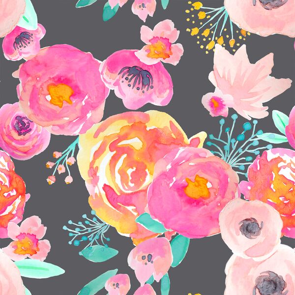 Blushing Floral in Fuchsia on Grey