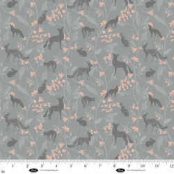 Forest Animals with Flowers in Slate