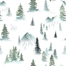 Mountain Pines in Winter Mist
