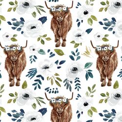 Garden Highland Cow in White
