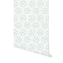 Floral Dot Silhouette in Airy Blue on Ivory