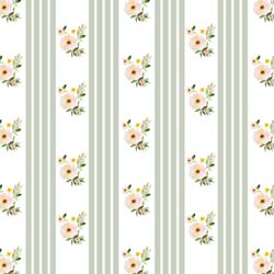 Little Floral Stripes in Succulent Green