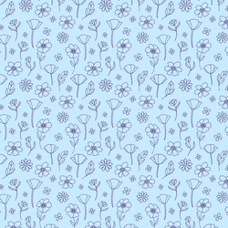 Ditsy Poppies in Light Blue