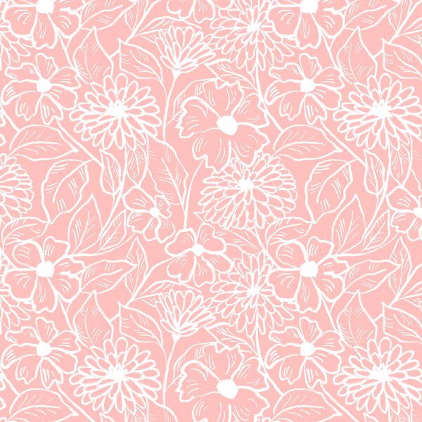 Garden Sketch in Pink Blossom