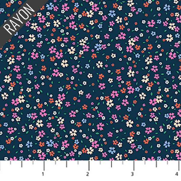 Petal Drift Rayon in Navy