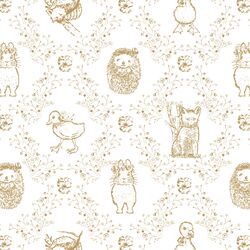 Bunny and Friends in Golden on White