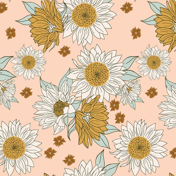 Boho Sunflowers in Vintage Blush