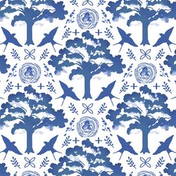 Meadowlark Damask in Blue Jay