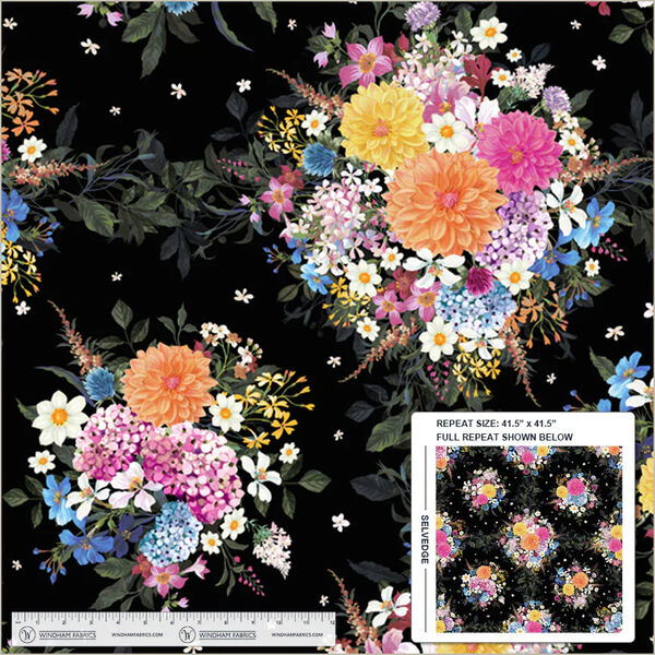 Whimsical Garden Panel in Black