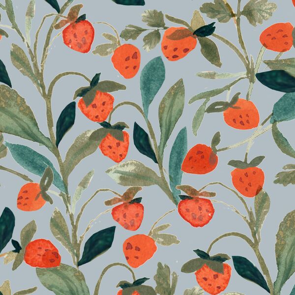 Strawberry Market in Soft Blue